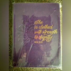 Purple Embossed Journal - She Is Clothed With Strength & Dignity